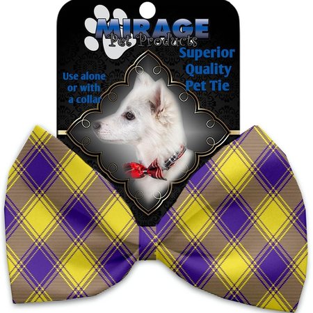 MIRAGE PET PRODUCTS Purple & Yellow Plaid Pet Bow Tie Collar Accessory with Cloth Hook & Eye 1354-VBT